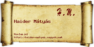 Haider Mátyás névjegykártya